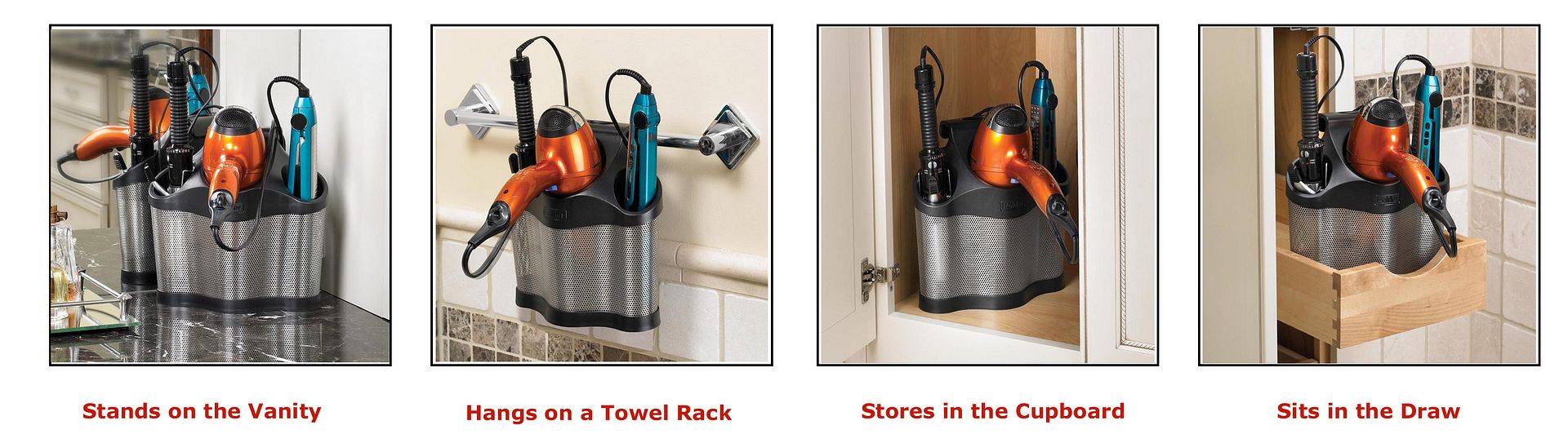 Hair Dryer Hair Straightener Holder Caddy Storage Bathroom Tools